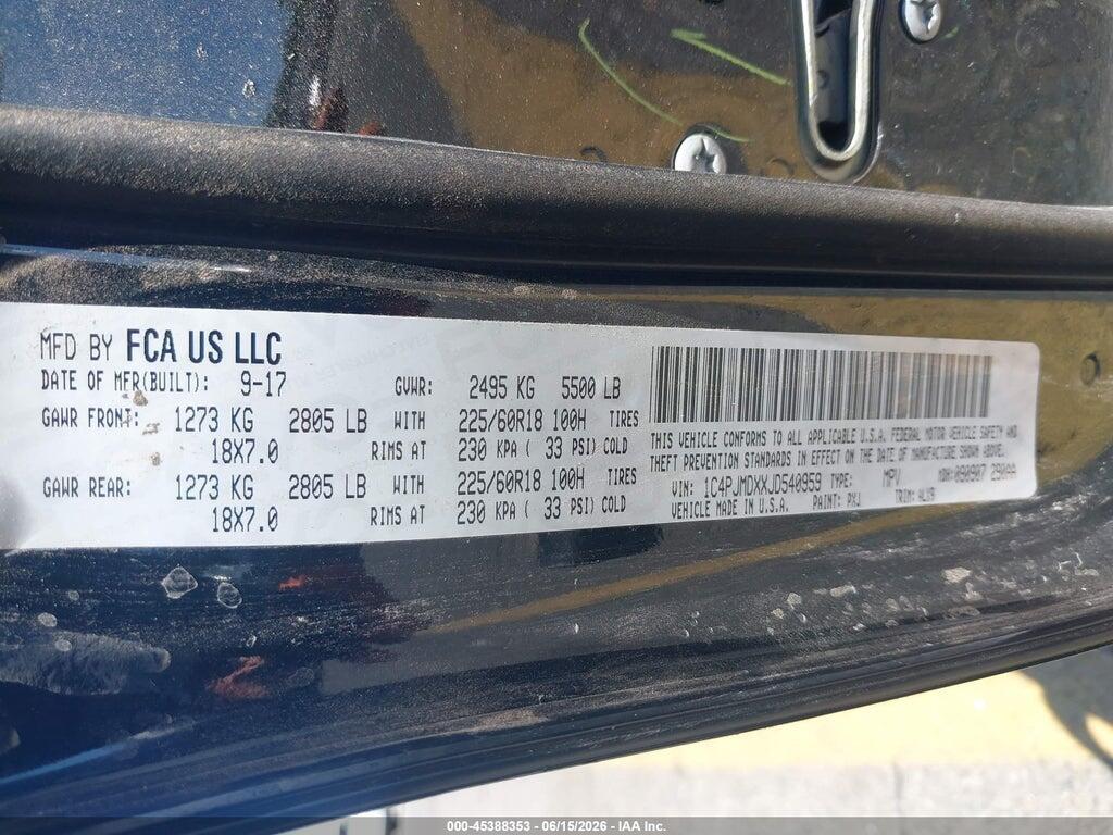 1C4PJMDXXJD540959 2018 JEEP CHEROKEE photo no. 9