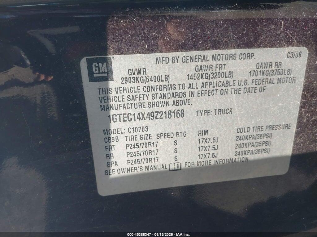 1GTEC14X49Z218168 2009 GMC SIERRA 1500 photo no. 9