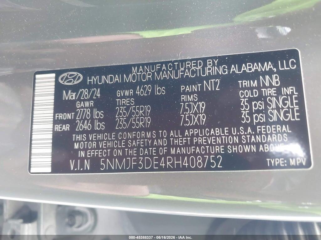 5NMJF3DE4RH408752 2024 HYUNDAI TUCSON photo no. 9
