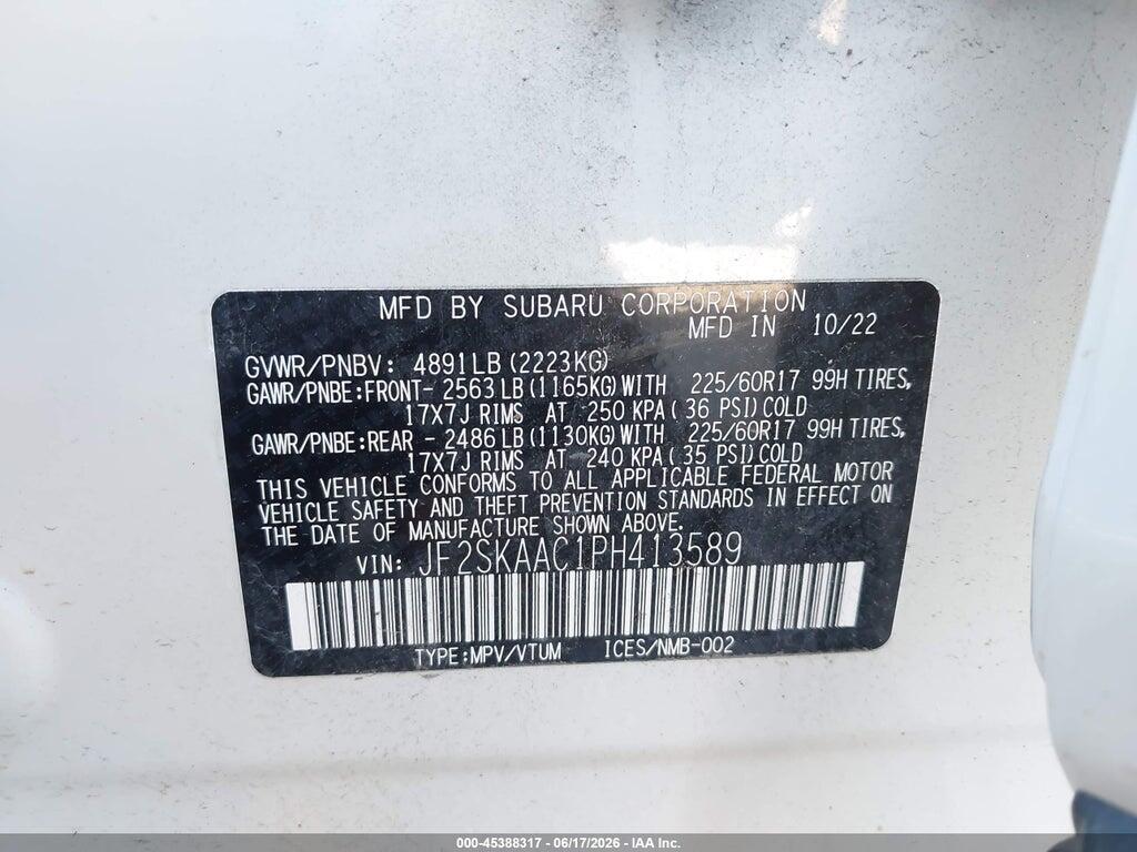 JF2SKAAC1PH413589 2023 SUBARU FORESTER photo no. 9