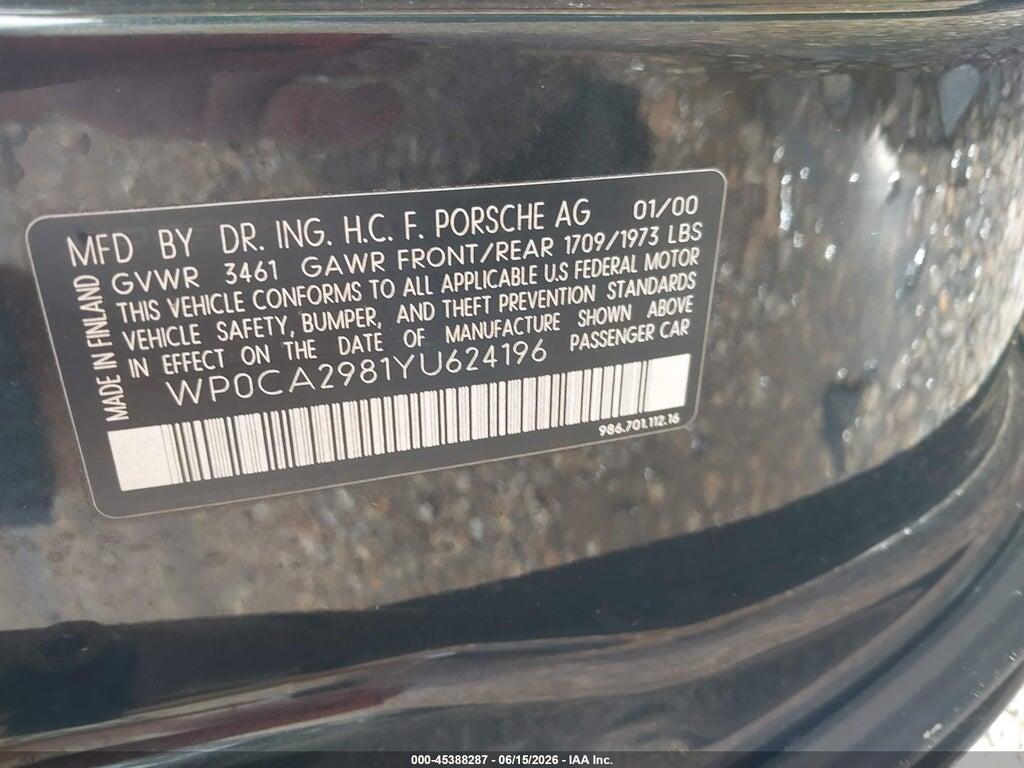WP0CA2981YU624196 2000 PORSCHE BOXSTER photo no. 9