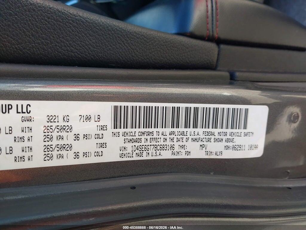 1D4SE6GT7BC683106 2011 DODGE DURANGO photo no. 9