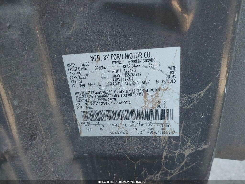 1FTRX12WX7KB49072 2007 FORD F-150 photo no. 9
