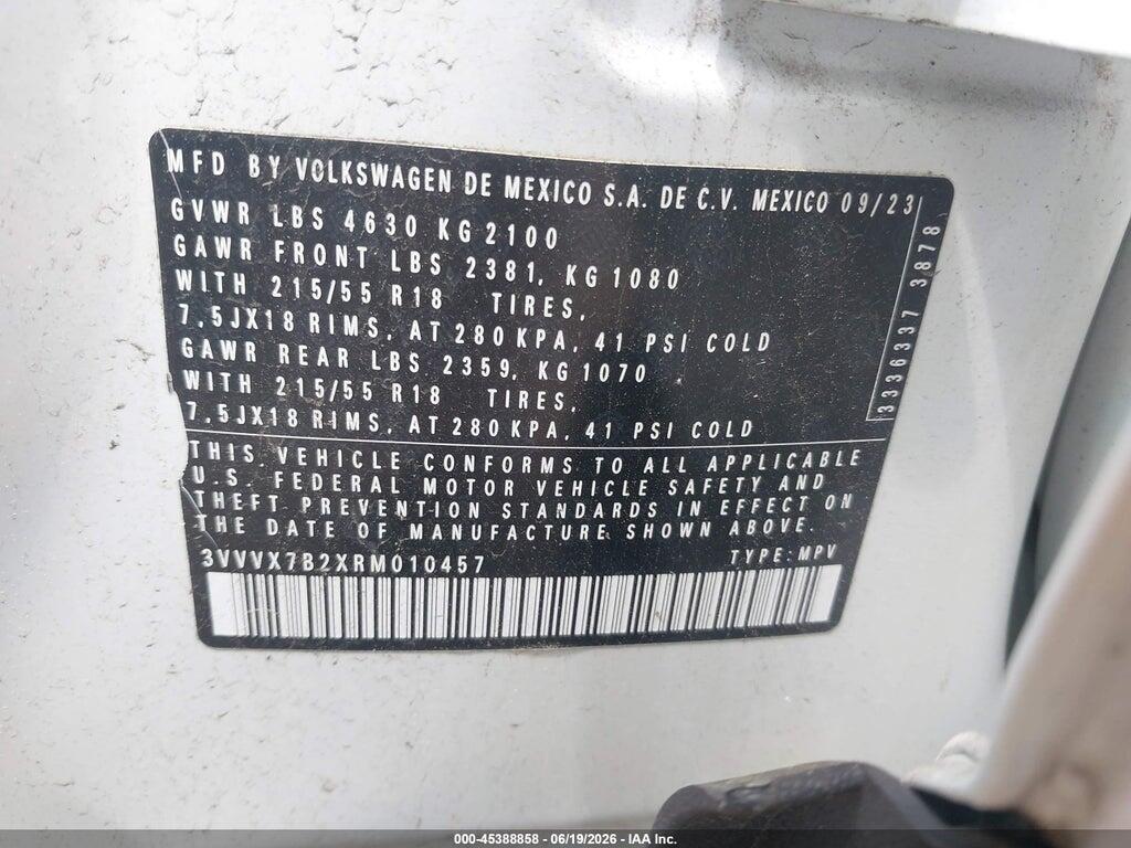 3VVVX7B2XRM010457 2024 VOLKSWAGEN TAOS photo no. 9