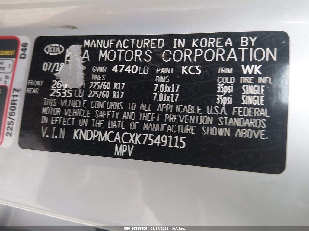 KNDPMCACXK7549115 2019 KIA SPORTAGE photo no. 9