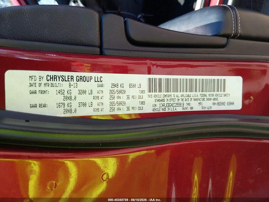 1C4RJEBGXEC255918 2014 JEEP GRAND CHEROKEE photo no. 9