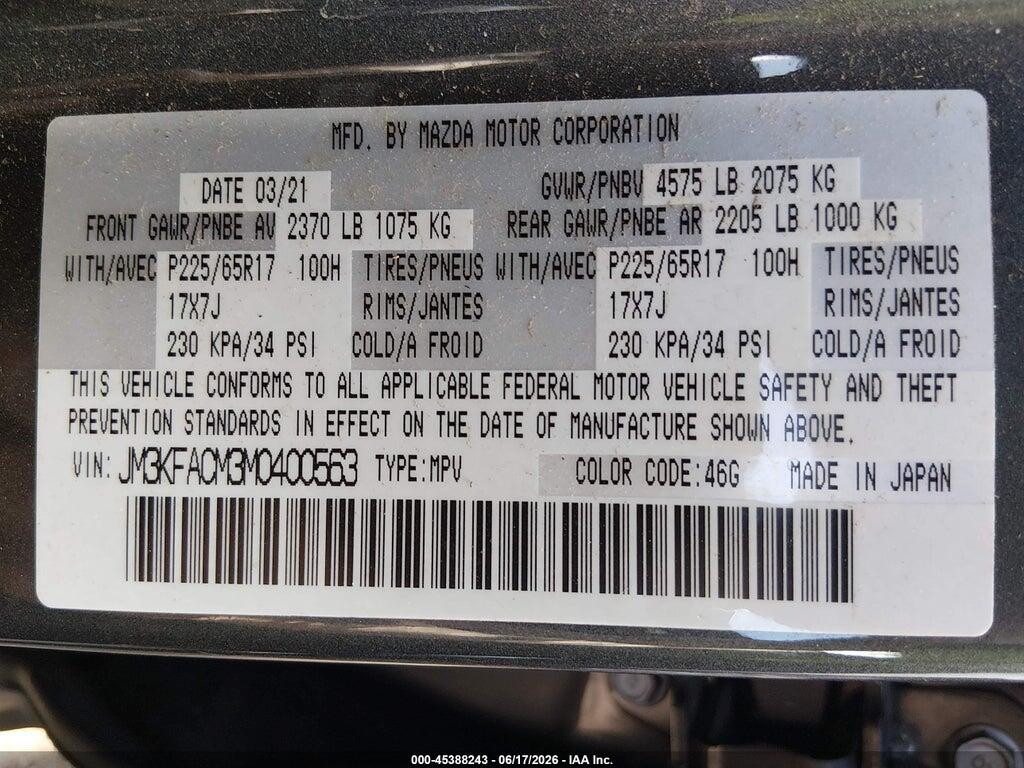 JM3KFACM3M0400563 2021 MAZDA CX-5 photo no. 9