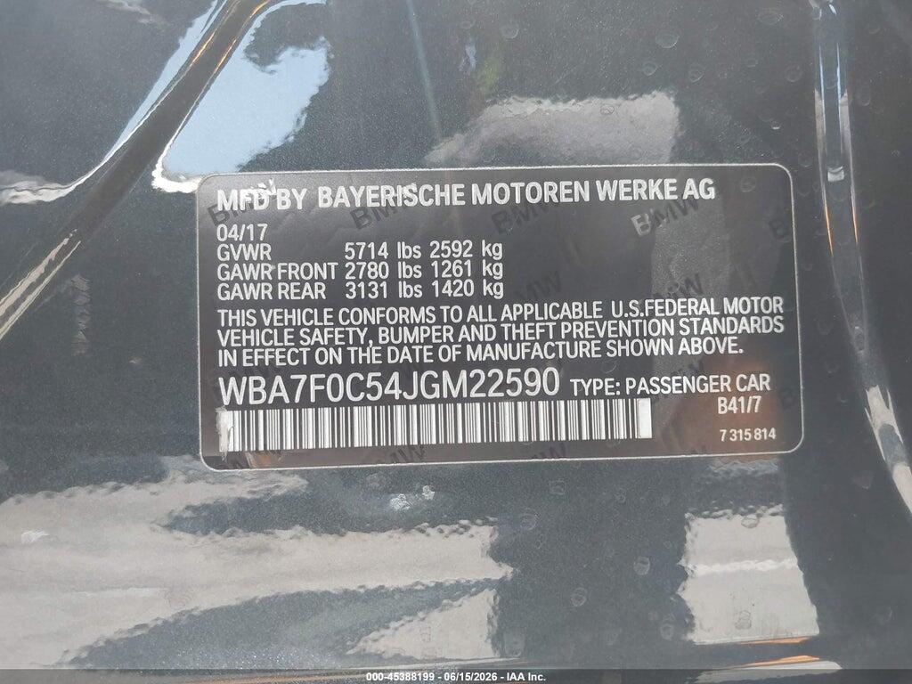 WBA7F0C54JGM22590 2018 BMW 7 SERIES photo no. 9