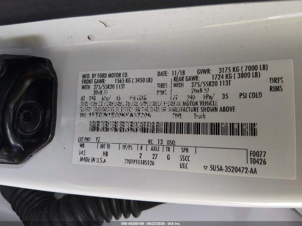 1FTEW1E50KFA37306 2019 FORD F-150 photo no. 9
