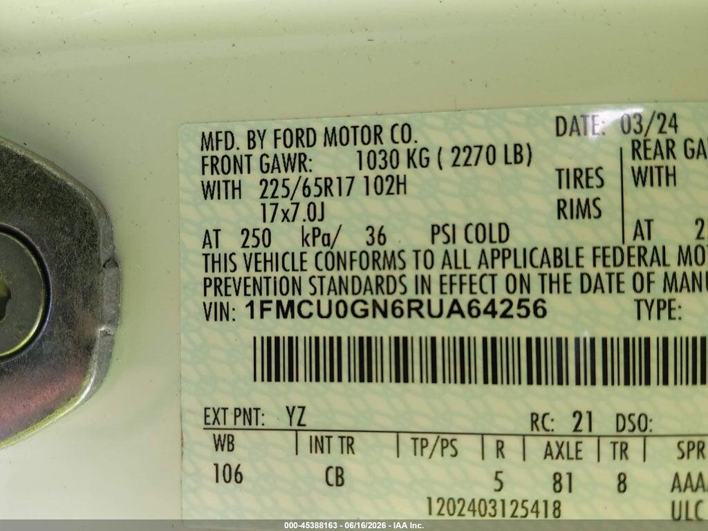 1FMCU0GN6RUA64256 2024 FORD ESCAPE photo no. 9