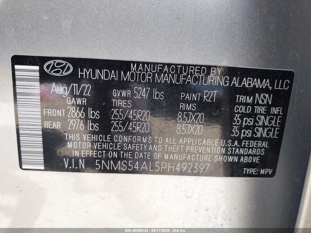 5NMS54AL5PH492397 2023 HYUNDAI SANTA FE photo no. 9