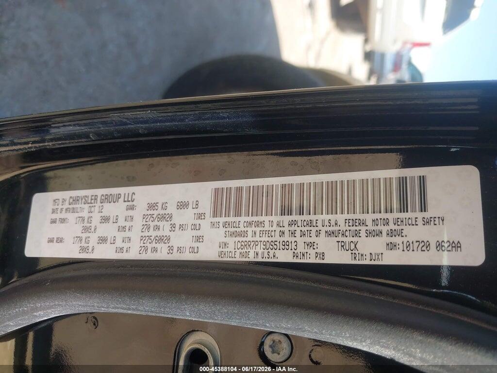 1C6RR7PT9DS519913 2013 RAM 1500 photo no. 9