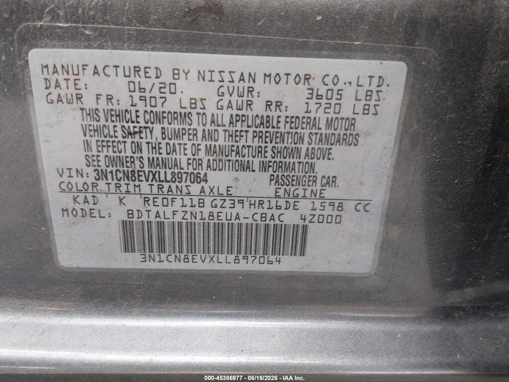 3N1CN8EVXLL897064 2020 NISSAN VERSA photo no. 9