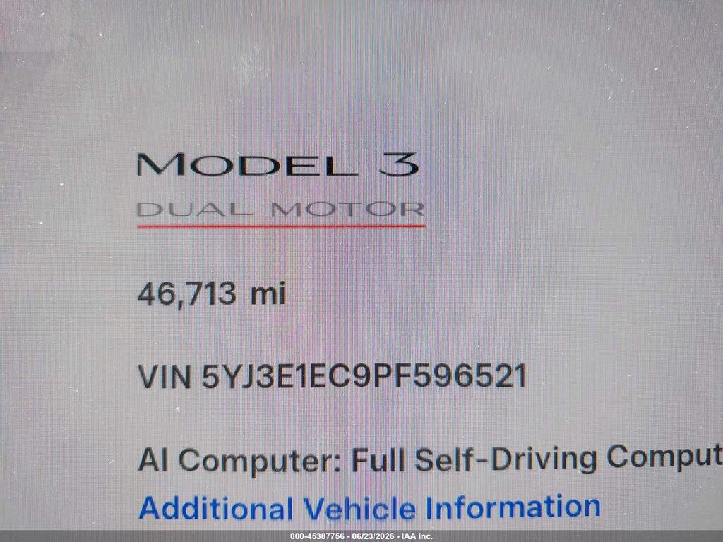 5YJ3E1EC9PF596521 2023 TESLA MODEL 3 photo no. 7