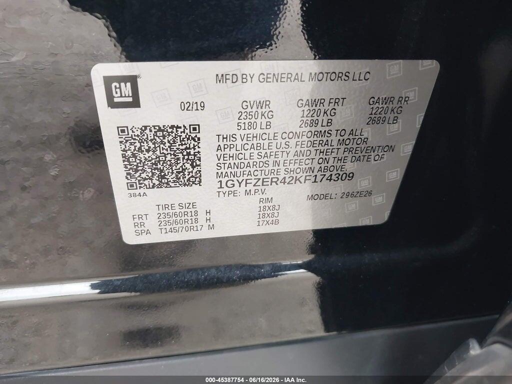 1GYFZER42KF174309 2019 CADILLAC XT4 photo no. 9