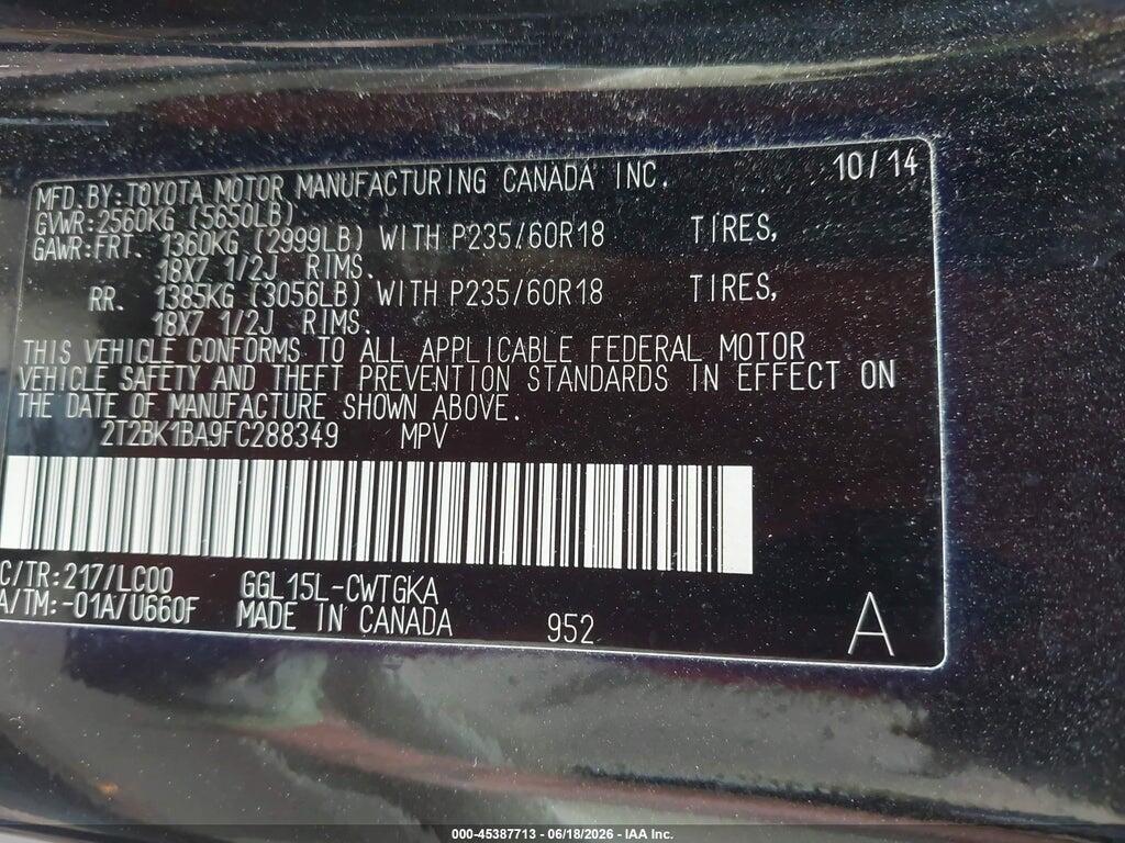 2T2BK1BA9FC288349 2015 LEXUS RX 350 photo no. 9