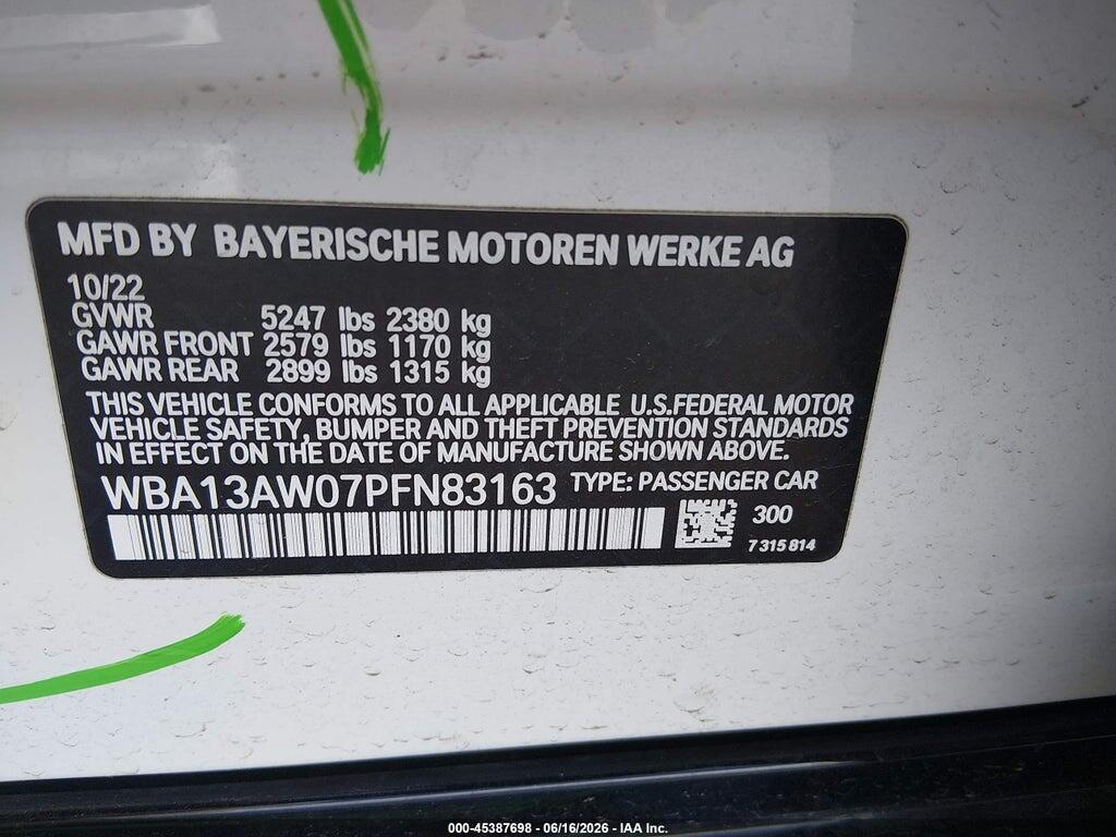 WBA13AW07PFN83163 2023 BMW M440I GRAN COUPE photo no. 9