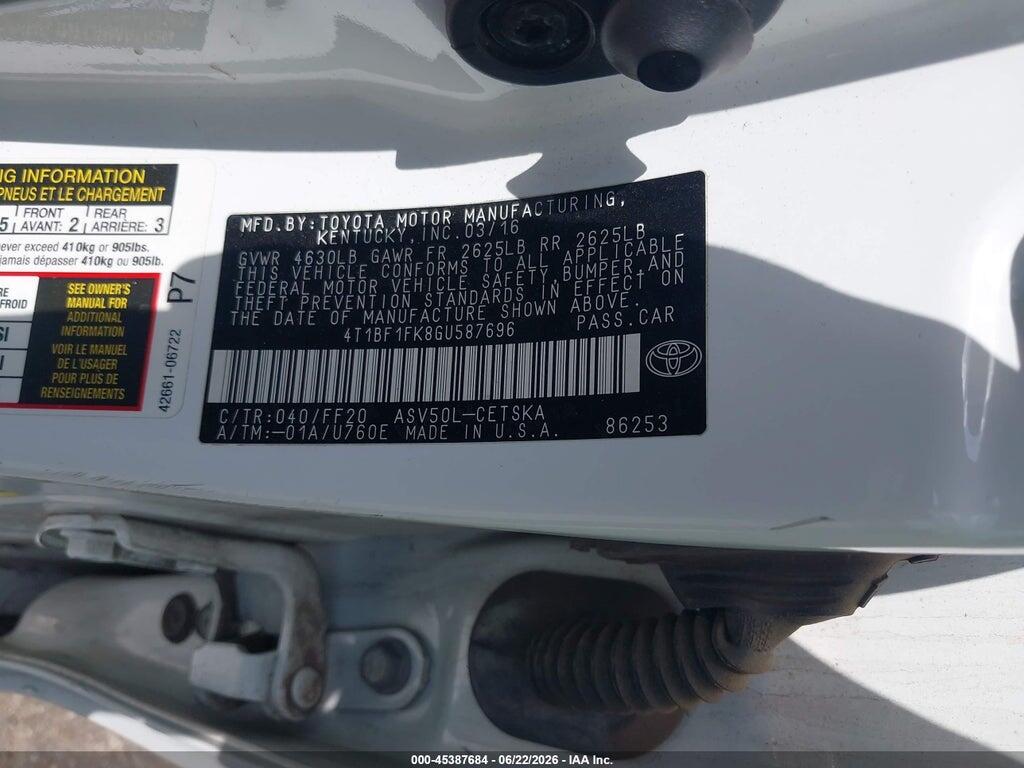 4T1BF1FK8GU587696 2016 TOYOTA CAMRY photo no. 9