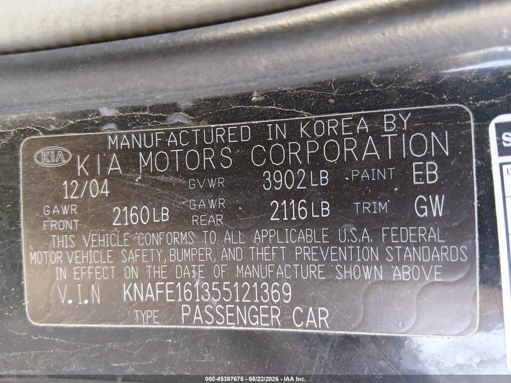 KNAFE161355121369 2005 KIA SPECTRA5 photo no. 9