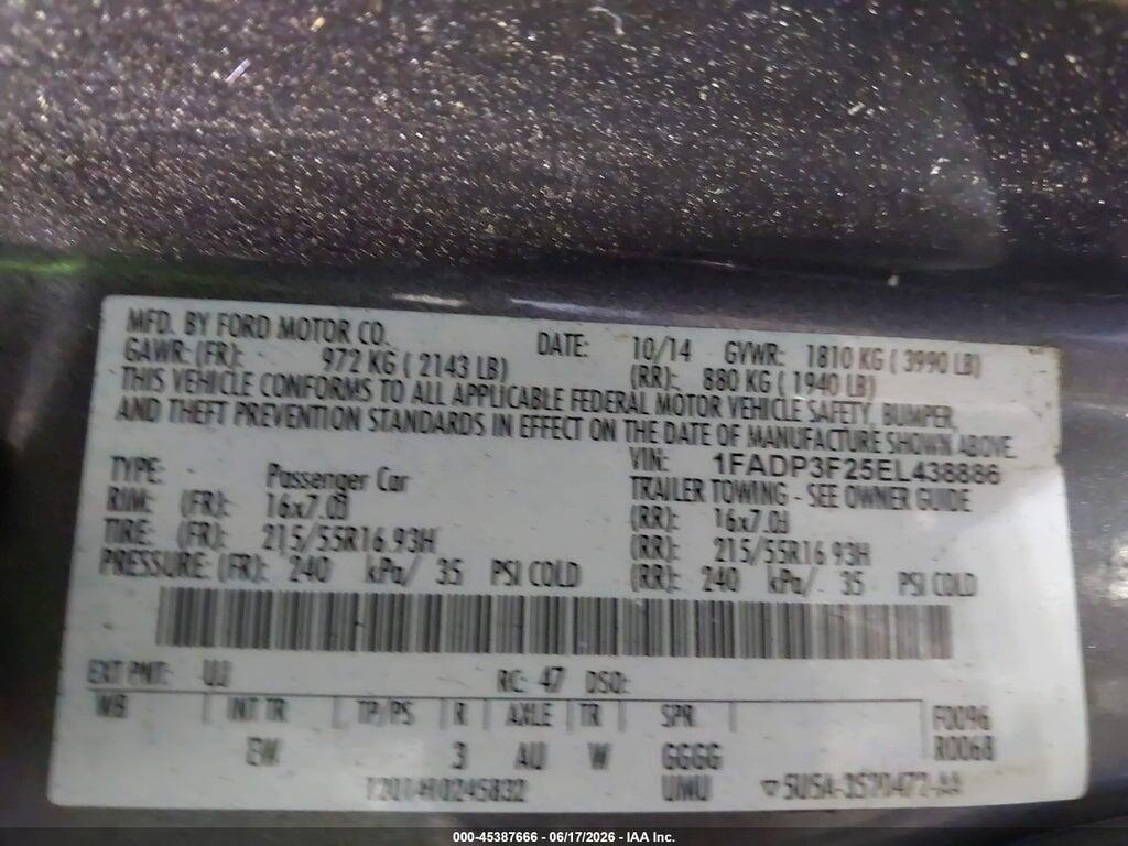 1FADP3F25EL438886 2014 FORD FOCUS photo no. 9