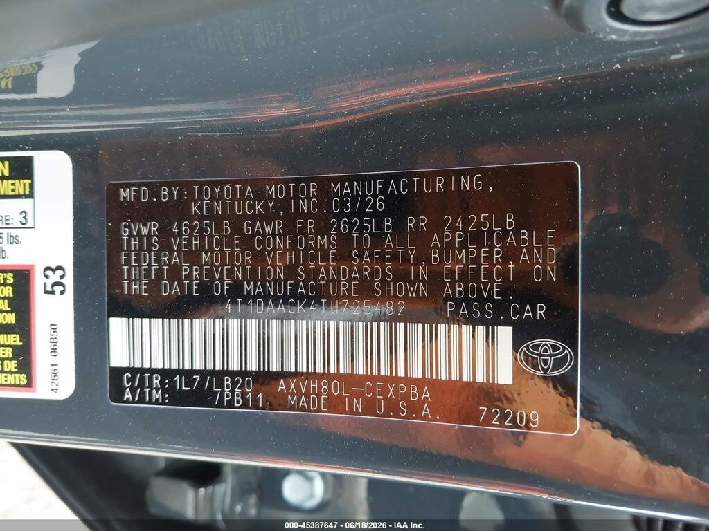 4T1DAACK4TU725482 2026 TOYOTA CAMRY photo no. 9