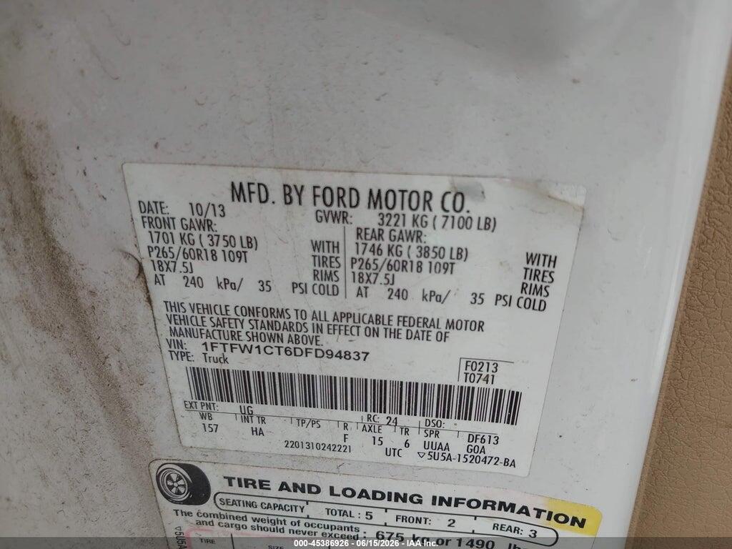1FTFW1CT6DFD94837 2013 FORD F-150 photo no. 9