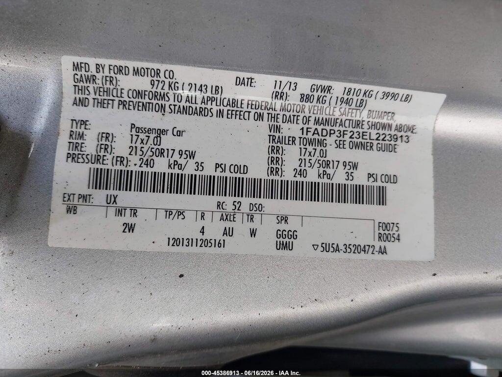 1FADP3F23EL223913 2014 FORD FOCUS photo no. 9