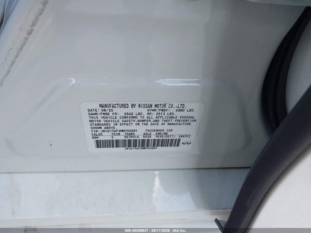 JN1EV7AP2MM700681 2021 INFINITI Q50 photo no. 9