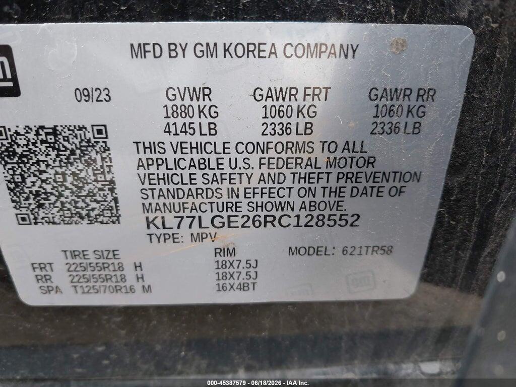 KL77LGE26RC128552 2024 CHEVROLET TRAX photo no. 9