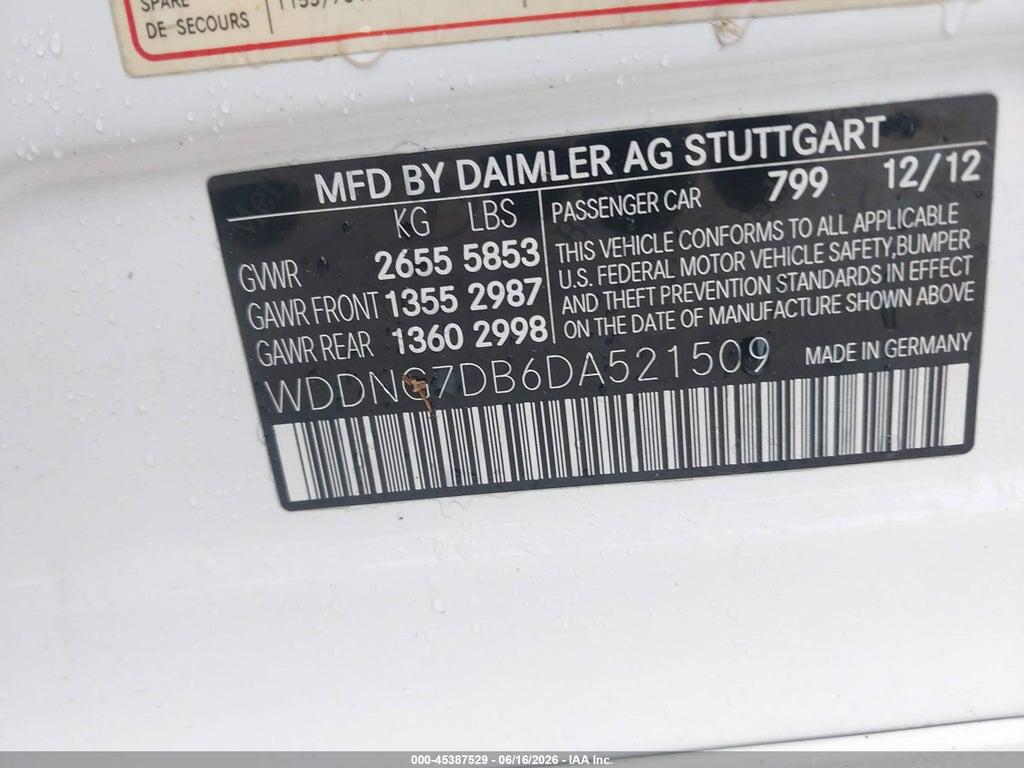 WDDNG7DB6DA521509 2013 MERCEDES-BENZ S 550 photo no. 9