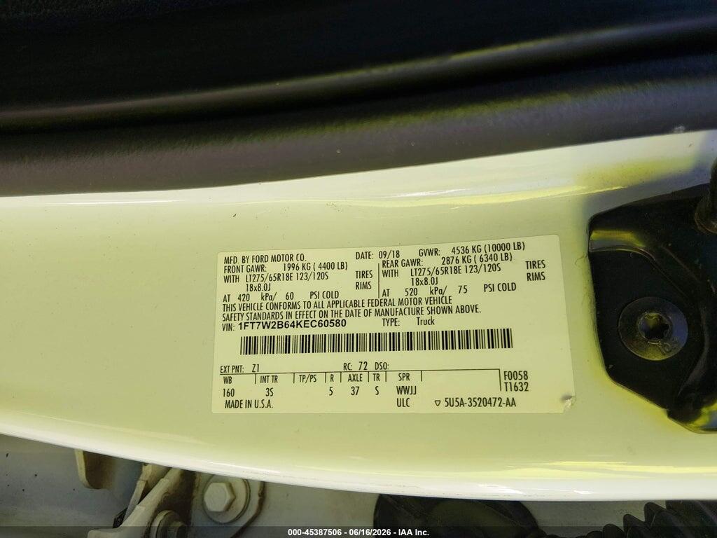 1FT7W2B64KEC60580 2019 FORD F-250 photo no. 9