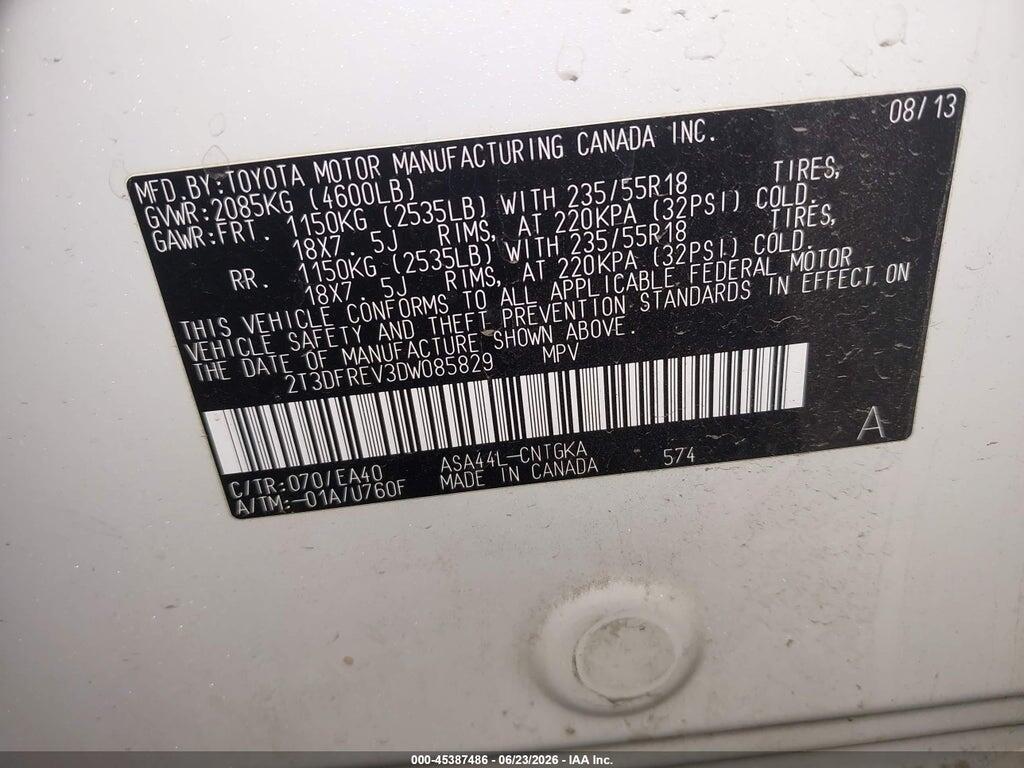 2T3DFREV3DW085829 2013 TOYOTA RAV4 photo no. 9