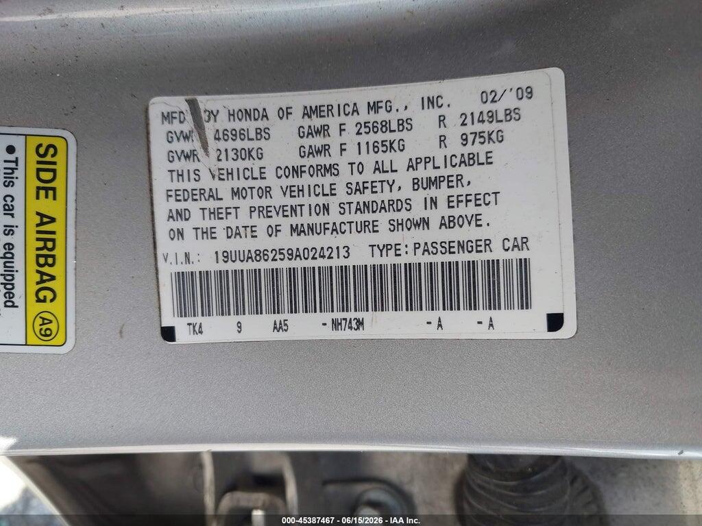 19UUA86259A024213 2009 ACURA TL photo no. 9
