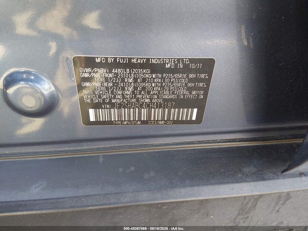 JF2SHABC4CH413187 2012 SUBARU FORESTER photo no. 9