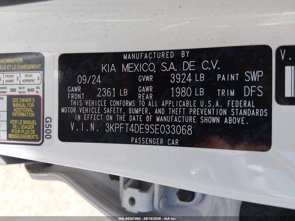 3KPFT4DE9SE033068 2025 KIA K4 photo no. 9
