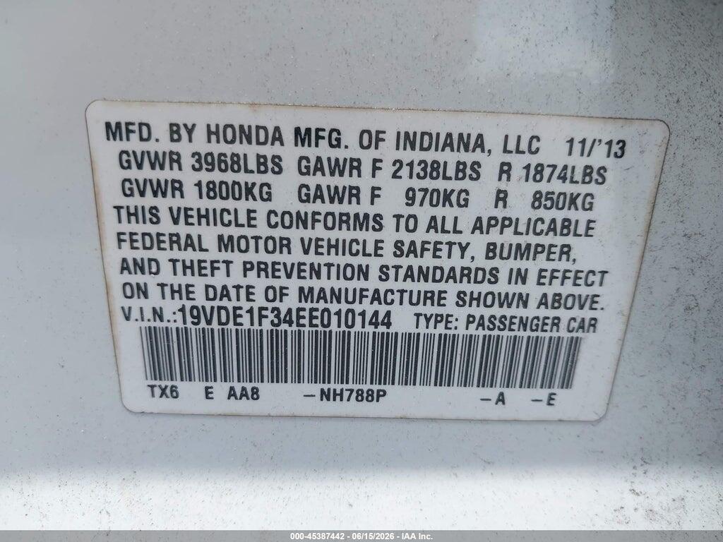 19VDE1F34EE010144 2014 ACURA ILX photo no. 9