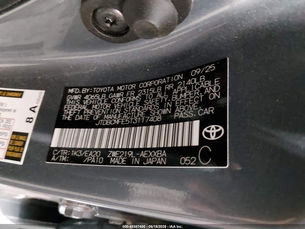 JTDBCMFE5T3117408 2026 TOYOTA COROLLA HYBRID photo no. 9