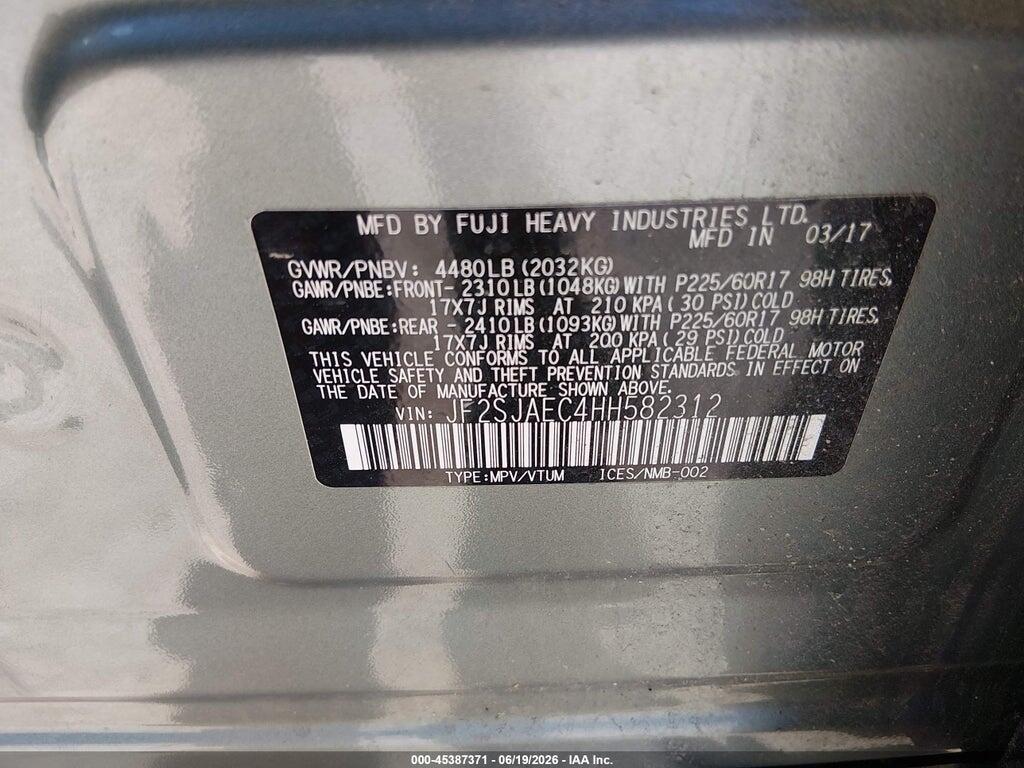 JF2SJAEC4HH582312 2017 SUBARU FORESTER photo no. 9