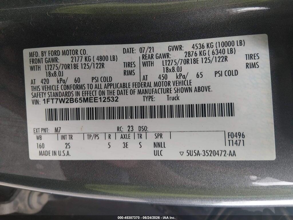 1FT7W2B65MEE12532 2021 FORD F-250 photo no. 9