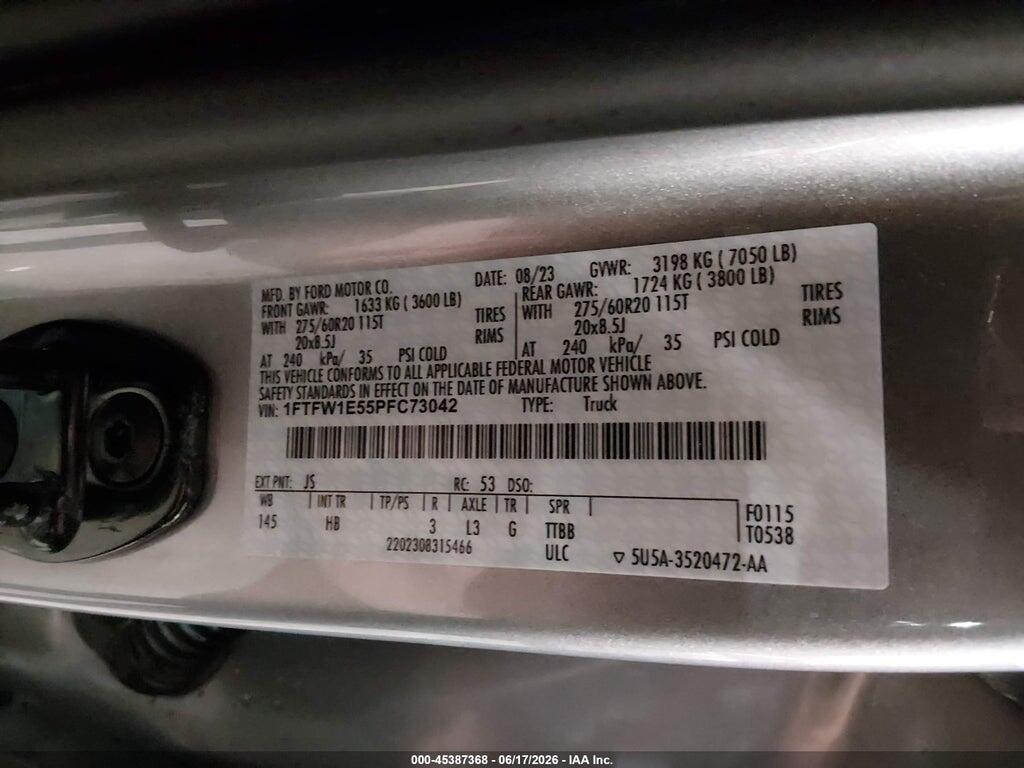 1FTFW1E55PFC73042 2023 FORD F-150 photo no. 9