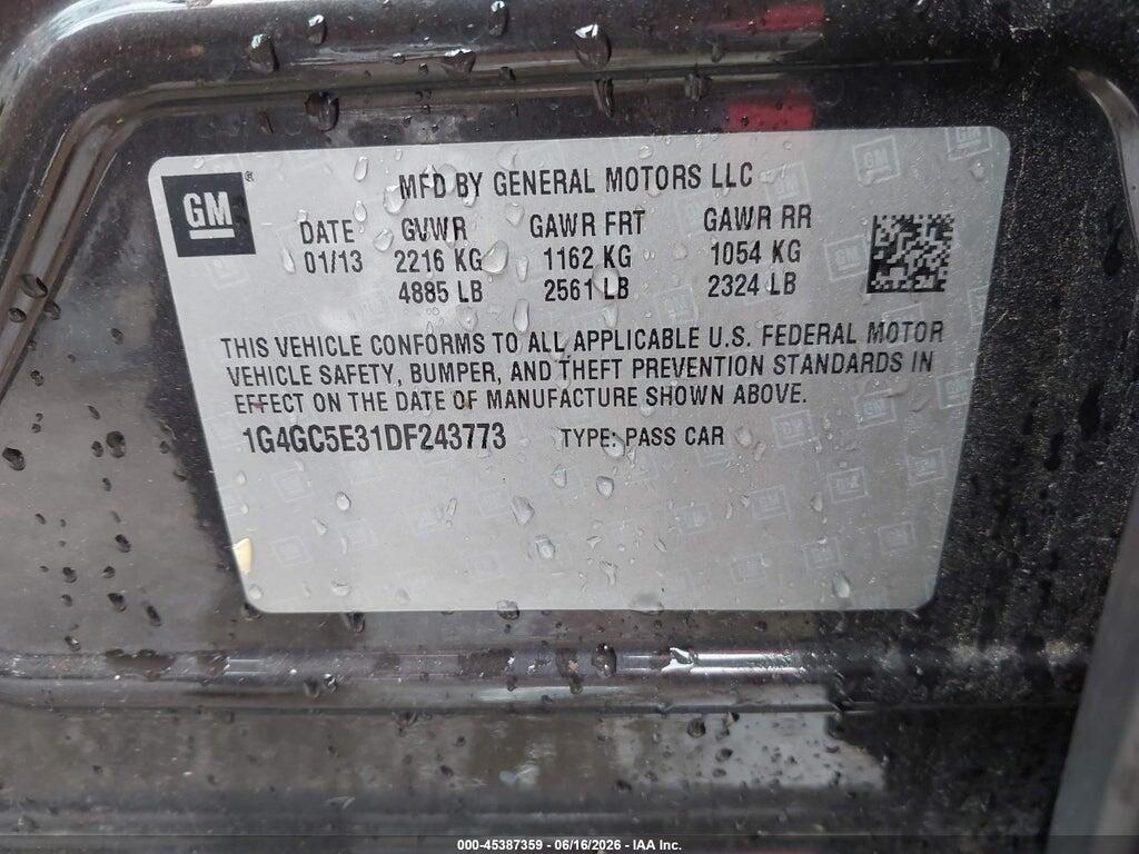 1G4GC5E31DF243773 2013 BUICK LACROSSE photo no. 9
