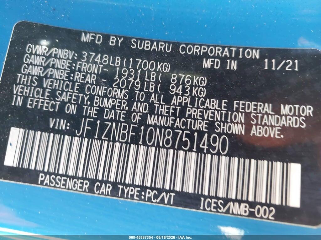 JF1ZNBF10N8751490 2022 TOYOTA GR86 photo no. 9