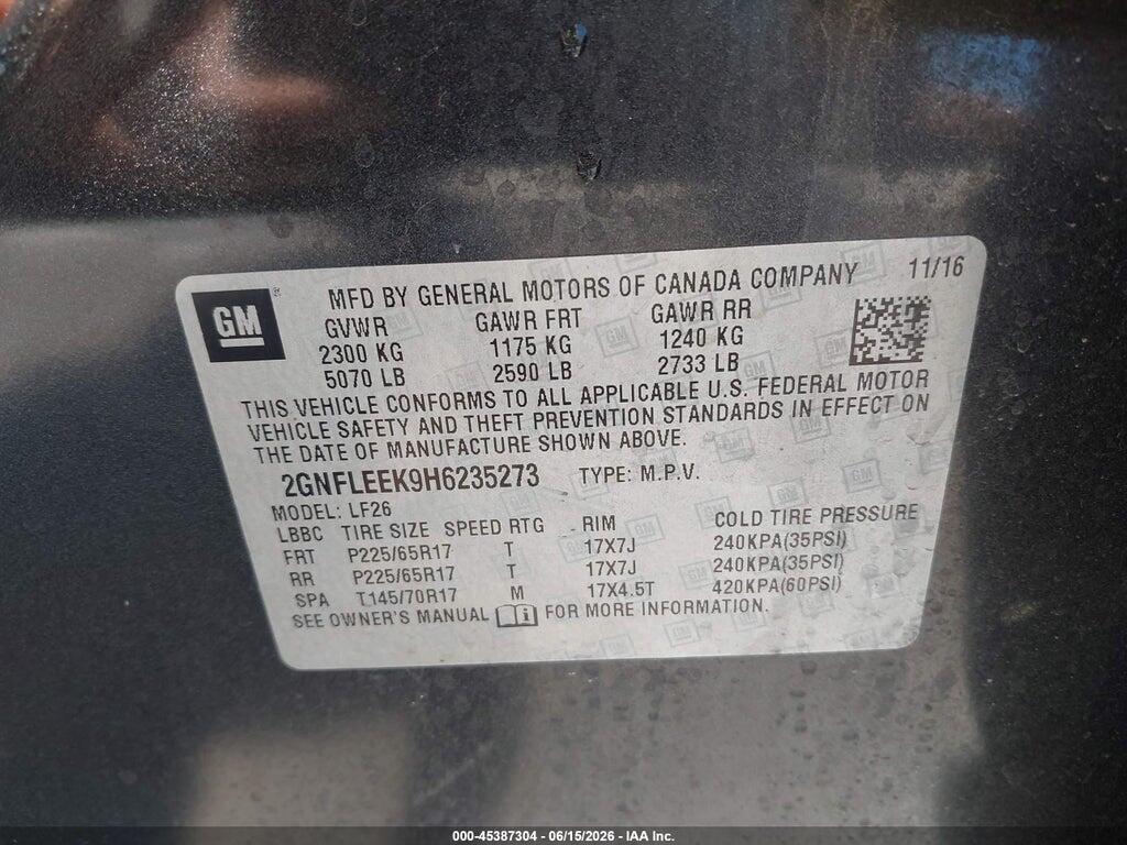 2GNFLEEK9H6235273 2017 CHEVROLET EQUINOX photo no. 9