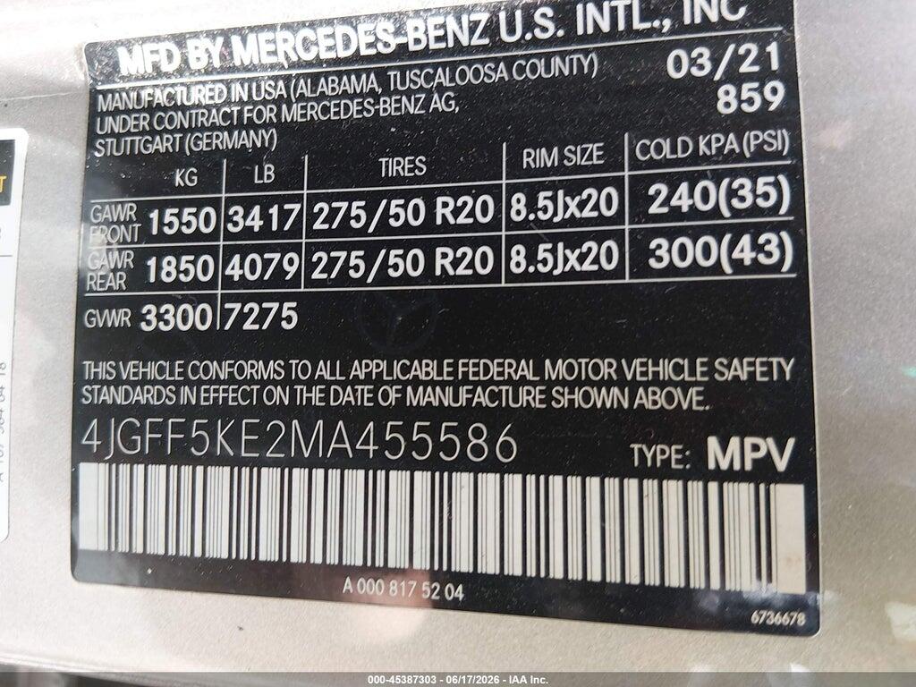 4JGFF5KE2MA455586 2021 MERCEDES-BENZ GLS 450 photo no. 9