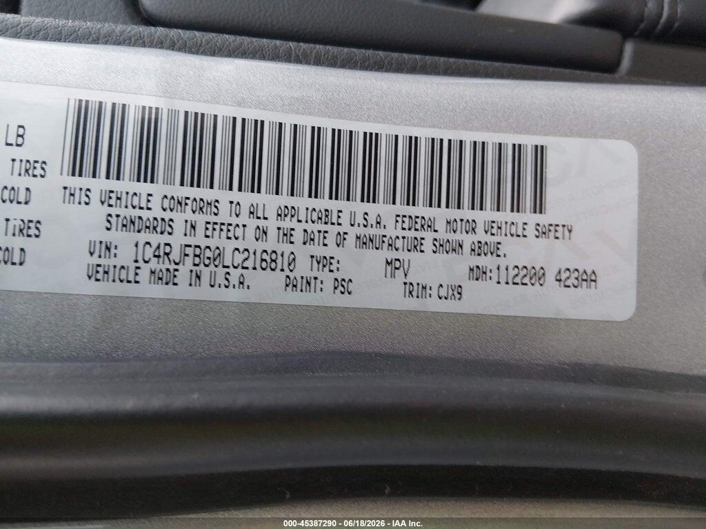 1C4RJFBG0LC216810 2020 JEEP GRAND CHEROKEE photo no. 9
