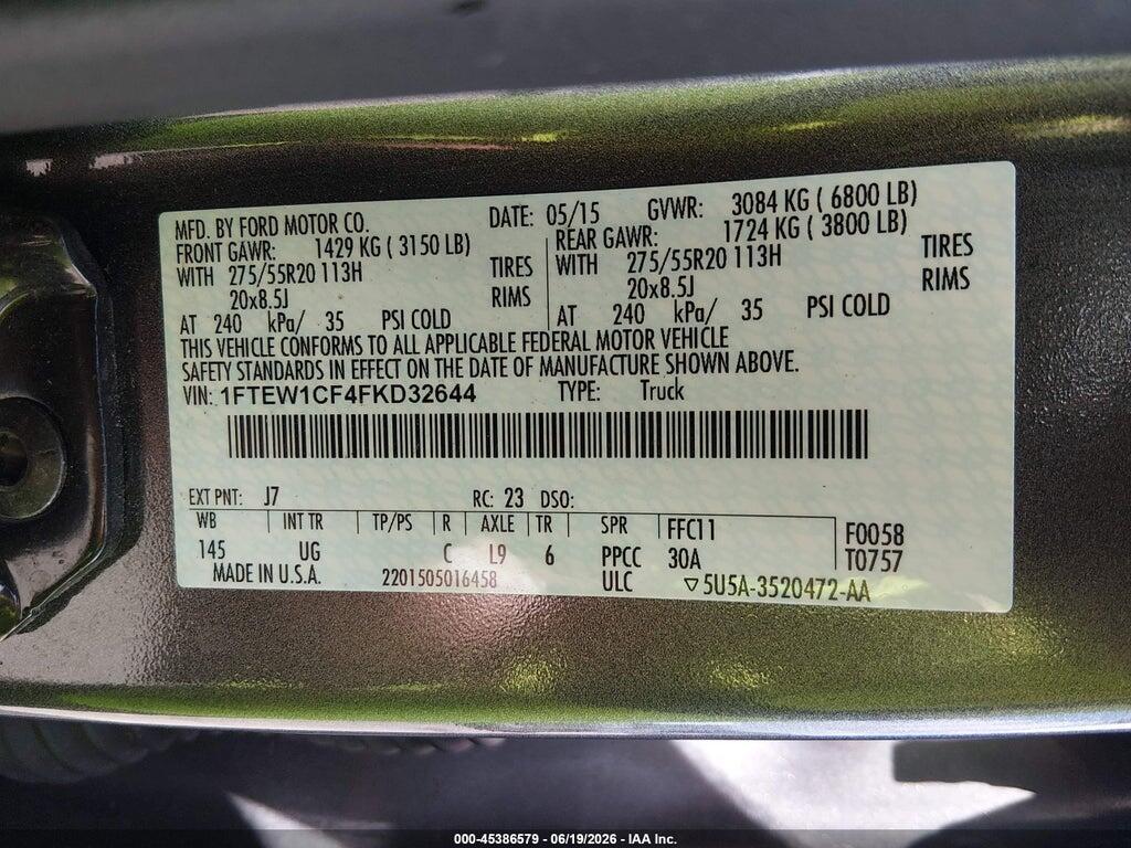 1FTEW1CF4FKD32644 2015 FORD F-150 photo no. 9