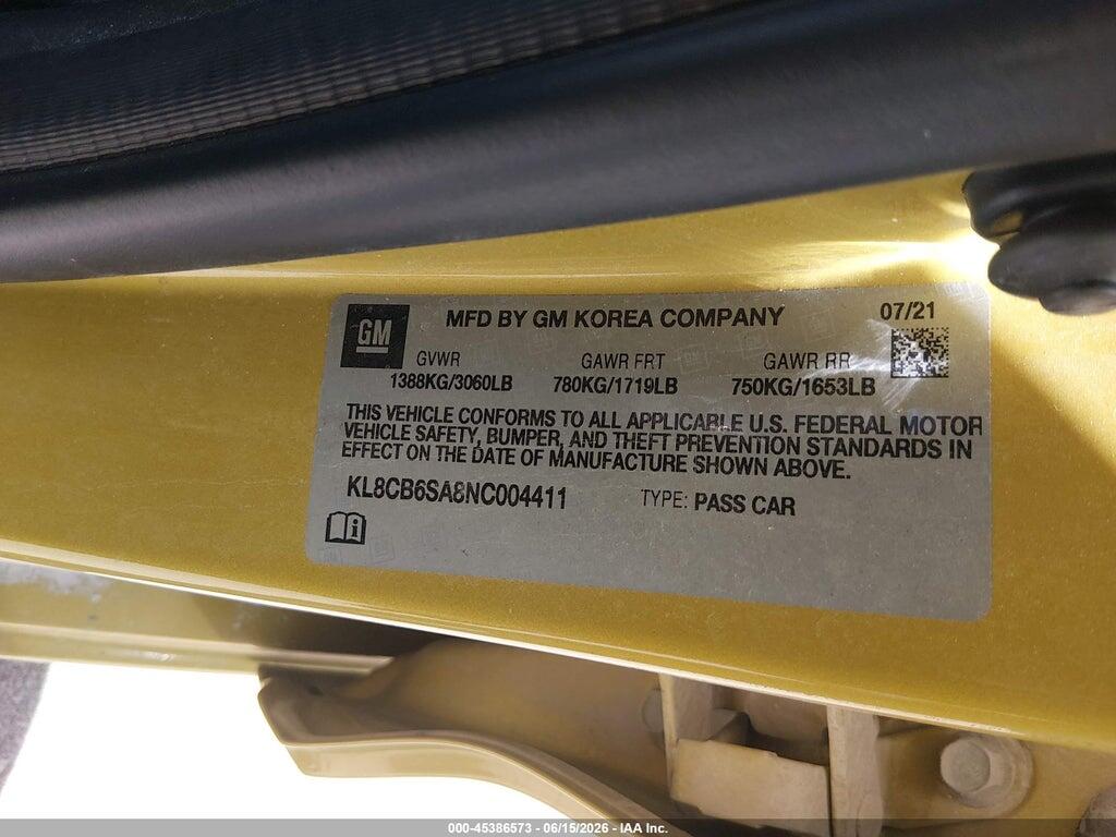 KL8CB6SA8NC004411 2022 CHEVROLET SPARK photo no. 9