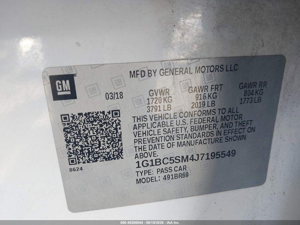 1G1BC5SM4J7195549 2018 CHEVROLET CRUZE photo no. 9