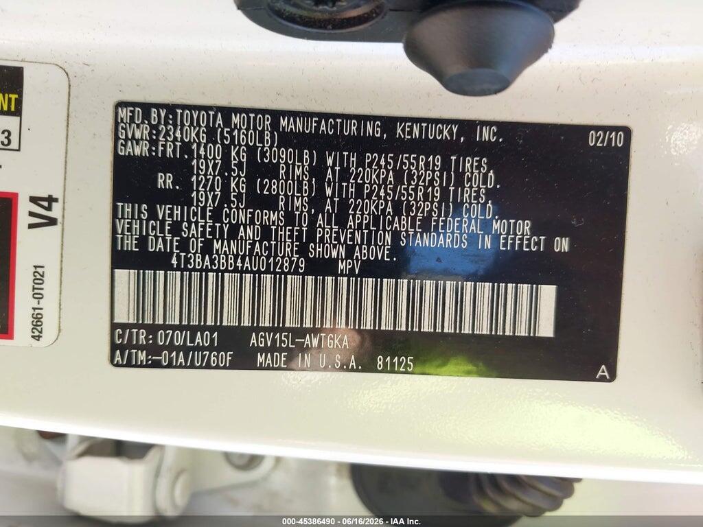 4T3BA3BB4AU012879 2010 TOYOTA VENZA photo no. 9