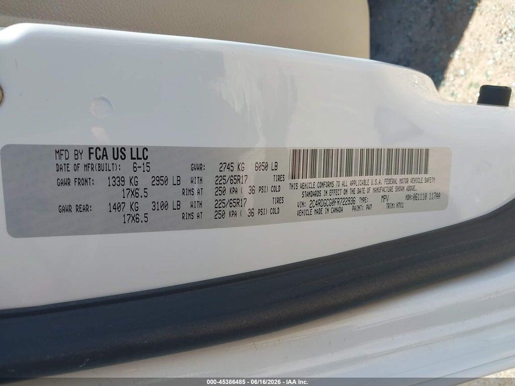 2C4RDGCG0FR722936 2015 DODGE GRAND CARAVAN photo no. 9